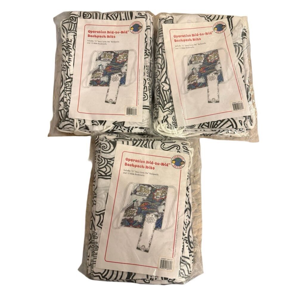 🟢Brand New Operation Kid to Kid Backpack Kits 30 Jesus Loves Me Backpack Arts